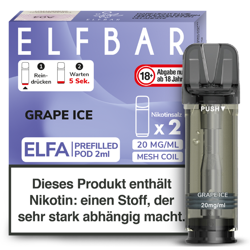 Elfbar - Grape Ice - 20 mg - 2x2 ml Pod