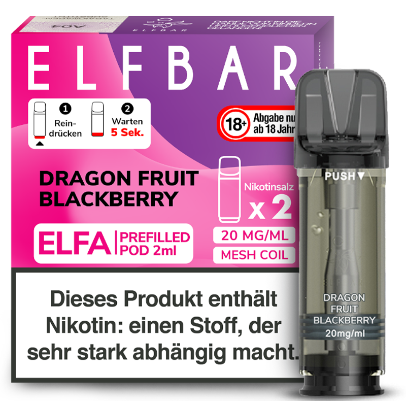 Elfbar - Dragon Fruit Blackberry - 20 mg - 2x2 ml Pod